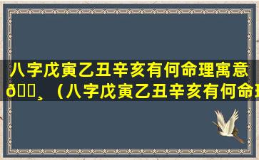 八字戊寅乙丑辛亥有何命理寓意 🕸 （八字戊寅乙丑辛亥有何命理寓意和象征）